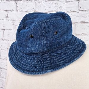 Y2K Denim Bucket Hat Newhattan L/XL Men Outdoor Camping Fisher Boat Preppy Twee